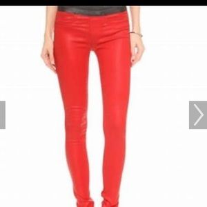 Helmut lang coated red leggings